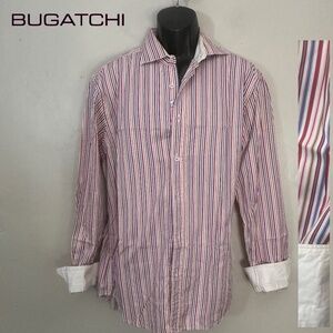 Bugatchi Striped Contrast Long Sleeve Shirt 22.5" armpit to armpit no size tag